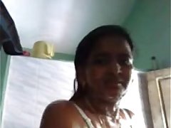 Indian girl taking self video when bathing